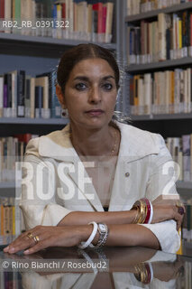 Rome September 20, 2022..Nilanjana Sudeshna Jhumpa Lahiri American writer of Indian origin, Pulitzer Prize in 1999, photographed in Rome in the rooms of the Casa delle letterature/Nilanjana Sudeshna  Jhumpa  Lahiri scrittrice americana di origine indiana, Premio Pulitzer nel 1999, fotografata a Roma negli ambienti della Casa delle Letterature. ©Rino Bianchi/Rosebud2