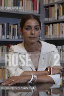 Rome September 20, 2022..Nilanjana Sudeshna Jhumpa Lahiri American writer of Indian origin, Pulitzer Prize in 1999, photographed in Rome in the rooms of the Casa delle letterature/Nilanjana Sudeshna  Jhumpa  Lahiri scrittrice americana di origine indiana, Premio Pulitzer nel 1999, fotografata a Roma negli ambienti della Casa delle Letterature. ©Rino Bianchi/Rosebud2