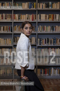 Rome September 20, 2022..Nilanjana Sudeshna Jhumpa Lahiri American writer of Indian origin, Pulitzer Prize in 1999, photographed in Rome in the rooms of the Casa delle letterature/Nilanjana Sudeshna  Jhumpa  Lahiri scrittrice americana di origine indiana, Premio Pulitzer nel 1999, fotografata a Roma negli ambienti della Casa delle Letterature. ©Rino Bianchi/Rosebud2