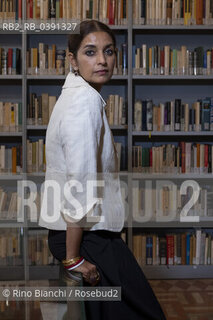 Rome September 20, 2022..Nilanjana Sudeshna Jhumpa Lahiri American writer of Indian origin, Pulitzer Prize in 1999, photographed in Rome in the rooms of the Casa delle letterature/Nilanjana Sudeshna  Jhumpa  Lahiri scrittrice americana di origine indiana, Premio Pulitzer nel 1999, fotografata a Roma negli ambienti della Casa delle Letterature. ©Rino Bianchi/Rosebud2