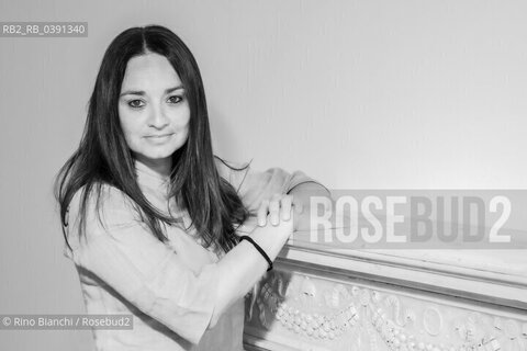 Rome September 12, 2022..Rosella Postorino, writer and editorial editor, photographed in Rome in the spaces of the Spazio7 bookshop.Rosella Postorino, scrittrice e redattrice editoriale, fotografata a Roma negli spazi della libreria Spazio7. ©Rino Bianchi/Rosebud2