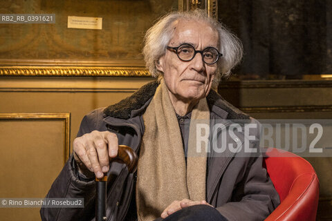 Turin December 3, 2022..Luciano Canfora classical philologist, historian and essayist photographed in Turin in the Circolo dei lettori during the Festival del Classico\Luciano Canfora filologo classico, storico e saggista fotografato a Torini negli ambienti del Circolo dei lettori durante il Festival del Classico. ©Rino Bianchi/Rosebud2