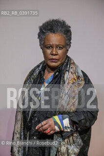 Rome December 10, 2022..Claudia Rankine, American poet and writer of Jamaican origins, is one of the rectors of the Academy of American Poets and founder of the Racial Imaginary Institute, author of the award-winning poetic work Citizen: una lirica americana, photographed in Rome in the spaces of La Nuvola/Claudia Rankine, poetessa e scrittrice statunitense di origini giamaicane, è una dei rettori dellAccademia dei Poeti Americani e fondatrice del Racial Imaginary Institute, autrice della pluripremiata opera poetica Citizen: una lirica americana, fotografata a Roma negli spazi de La Nuvola. ©Rino Bianchi/Rosebud2