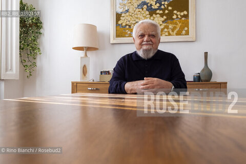 Turin March 10, 2023..Enzo Bianchi Christian monk and essayist, founder of the monastic community of Bose, in Magnano, of which he was prior until January 2017, photographed in Turin in the Mongreno house/Enzo Bianchi monaco cristiano e saggista, fondatore della Comunità monastica di Bose, a Magnano, della quale è stato priore sino al gennaio 2017, fotografato a Torino nella casa di Mongreno. ©Rino Bianchi/Rosebud2