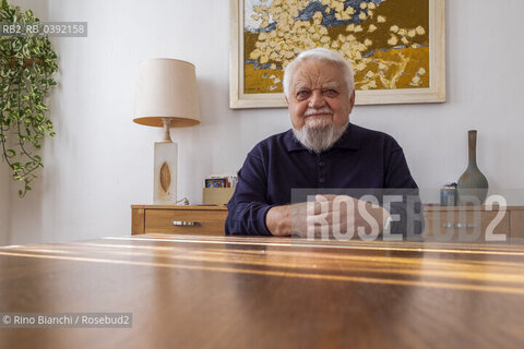 Turin March 10, 2023..Enzo Bianchi Christian monk and essayist, founder of the monastic community of Bose, in Magnano, of which he was prior until January 2017, photographed in Turin in the Mongreno house/Enzo Bianchi monaco cristiano e saggista, fondatore della Comunità monastica di Bose, a Magnano, della quale è stato priore sino al gennaio 2017, fotografato a Torino nella casa di Mongreno. ©Rino Bianchi/Rosebud2