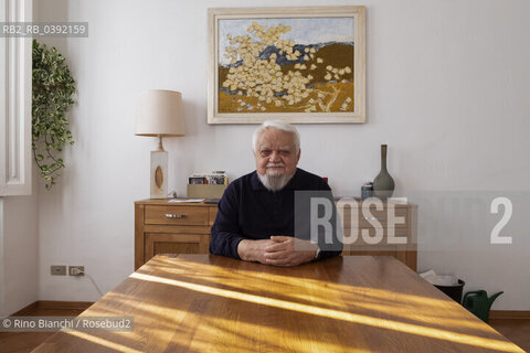 Turin March 10, 2023..Enzo Bianchi Christian monk and essayist, founder of the monastic community of Bose, in Magnano, of which he was prior until January 2017, photographed in Turin in the Mongreno house/Enzo Bianchi monaco cristiano e saggista, fondatore della Comunità monastica di Bose, a Magnano, della quale è stato priore sino al gennaio 2017, fotografato a Torino nella casa di Mongreno. ©Rino Bianchi/Rosebud2