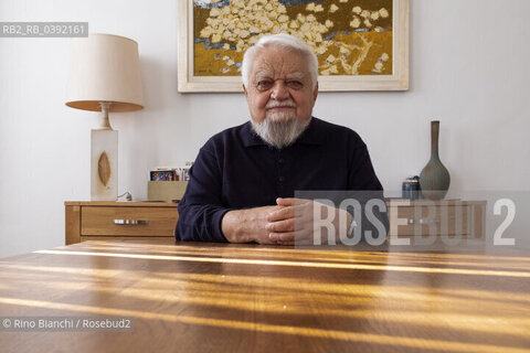 Turin March 10, 2023..Enzo Bianchi Christian monk and essayist, founder of the monastic community of Bose, in Magnano, of which he was prior until January 2017, photographed in Turin in the Mongreno house/Enzo Bianchi monaco cristiano e saggista, fondatore della Comunità monastica di Bose, a Magnano, della quale è stato priore sino al gennaio 2017, fotografato a Torino nella casa di Mongreno. ©Rino Bianchi/Rosebud2