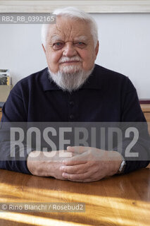 Turin March 10, 2023..Enzo Bianchi Christian monk and essayist, founder of the monastic community of Bose, in Magnano, of which he was prior until January 2017, photographed in Turin in the Mongreno house/Enzo Bianchi monaco cristiano e saggista, fondatore della Comunità monastica di Bose, a Magnano, della quale è stato priore sino al gennaio 2017, fotografato a Torino nella casa di Mongreno. ©Rino Bianchi/Rosebud2