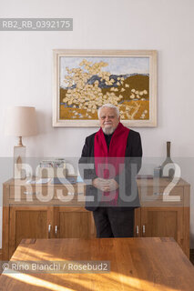 Turin March 10, 2023..Enzo Bianchi Christian monk and essayist, founder of the monastic community of Bose, in Magnano, of which he was prior until January 2017, photographed in Turin in the Mongreno house/Enzo Bianchi monaco cristiano e saggista, fondatore della Comunità monastica di Bose, a Magnano, della quale è stato priore sino al gennaio 2017, fotografato a Torino nella casa di Mongreno. ©Rino Bianchi/Rosebud2