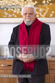 Turin March 10, 2023..Enzo Bianchi Christian monk and essayist, founder of the monastic community of Bose, in Magnano, of which he was prior until January 2017, photographed in Turin in the Mongreno house/Enzo Bianchi monaco cristiano e saggista, fondatore della Comunità monastica di Bose, a Magnano, della quale è stato priore sino al gennaio 2017, fotografato a Torino nella casa di Mongreno. ©Rino Bianchi/Rosebud2