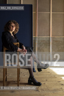 Milan March 18, 2023..Elisabeth Katherine Åsbrink, known as Elisabeth Åsbrink, Swedish writer and journalist, photographed in the spaces of the Franco Parenti theater in Milan during I Boreali/Elisabeth Katherine Åsbrink, nota come Elisabeth Åsbrink, scrittrice e giornalista svedese, fotografata negli spazi del teatro Franco Parenti di Milano durante I Boreali. ©Rino Bianchi/Rosebud2