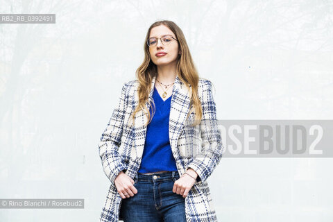 Rome March 26, 2023..Camilla Ghiotto, philosophy student and debut writer, daughter of the partisan Tempesta, photographed in Rome in the park adjacent to the Olympic Village/Camilla Ghiotto, studentessa di filosofia e scrittrice esordiente, figlia del partigiano Tempesta, fotografata a Roma nel parco adiacente il Villaggio Olimpico. ©Rino Bianchi/Rosebud2