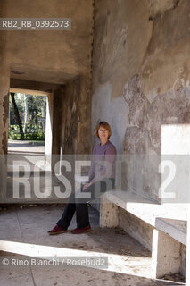 Rome April 6, 2023..Elvira Mujčić Bosnian-Serb writer, translator photographed in Rome, in the park of Villa Borghese/Elvira Mujčić scrittrice serbo-bosniaca, traduttrice fotografata a Roma, nel parco di Villa Borghese. ©Rino Bianchi/Rosebud2