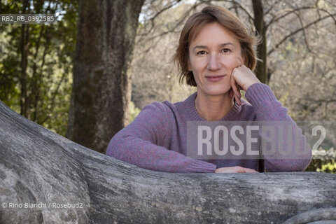 Rome April 6, 2023..Elvira Mujčić Bosnian-Serb writer, translator photographed in Rome, in the park of Villa Borghese/Elvira Mujčić scrittrice serbo-bosniaca, traduttrice fotografata a Roma, nel parco di Villa Borghese. ©Rino Bianchi/Rosebud2