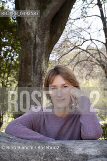 Rome April 6, 2023..Elvira Mujčić Bosnian-Serb writer, translator photographed in Rome, in the park of Villa Borghese/Elvira Mujčić scrittrice serbo-bosniaca, traduttrice fotografata a Roma, nel parco di Villa Borghese. ©Rino Bianchi/Rosebud2