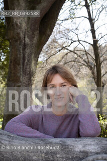 Rome April 6, 2023..Elvira Mujčić Bosnian-Serb writer, translator photographed in Rome, in the park of Villa Borghese/Elvira Mujčić scrittrice serbo-bosniaca, traduttrice fotografata a Roma, nel parco di Villa Borghese. ©Rino Bianchi/Rosebud2