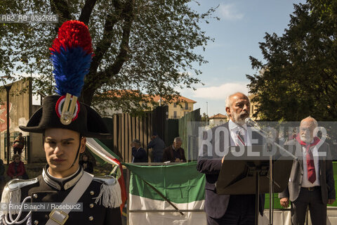 Vercelli April 25, 2023..Gad Lerner, journalist and essayist, photographed in Vercelli on the occasion of the public oration on the 25th Liberation Day/Gad Lerner, giornalista e saggista, fotografato a Vercelli in occasione dellorazione pubblica del 25 festa della Liberazione. ©Rino Bianchi/Rosebud2