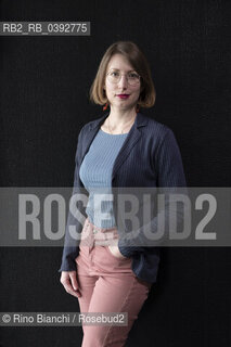 Turin May 18, 2023..Maddalena Vaglio Tanet, writer, poet, and literary scout, photographed in Turin in the spaces of the Lingotto/Maddalena Vaglio Tanet, scrittrice, poetessa, e scout letteraria, fotografata a Torino negli spazi del Lingotto. ©Rino Bianchi/Rosebud2