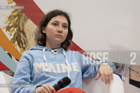 Turin May 19, 2023..Olga Misik, Russian pro-democracy activist and dissident known for her opposition to Putins autocratic regime, photographed in Turin in the Lingotto spaces/Olga Misik attivista pro-democrazia russa, e dissidente nota per la sua opposizione al regime autocratico di Putin, fotografata a Torino negli spazi del Lingotto. ©Rino Bianchi/Rosebud2