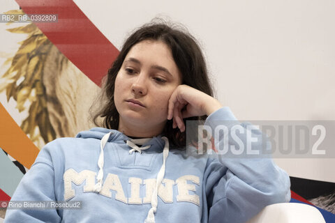 Turin May 19, 2023..Olga Misik, Russian pro-democracy activist and dissident known for her opposition to Putins autocratic regime, photographed in Turin in the Lingotto spaces/Olga Misik attivista pro-democrazia russa, e dissidente nota per la sua opposizione al regime autocratico di Putin, fotografata a Torino negli spazi del Lingotto. ©Rino Bianchi/Rosebud2