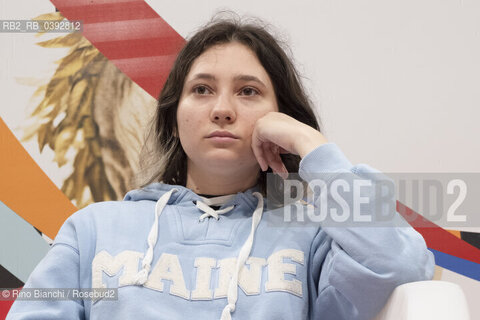 Turin May 19, 2023..Olga Misik, Russian pro-democracy activist and dissident known for her opposition to Putins autocratic regime, photographed in Turin in the Lingotto spaces/Olga Misik attivista pro-democrazia russa, e dissidente nota per la sua opposizione al regime autocratico di Putin, fotografata a Torino negli spazi del Lingotto. ©Rino Bianchi/Rosebud2