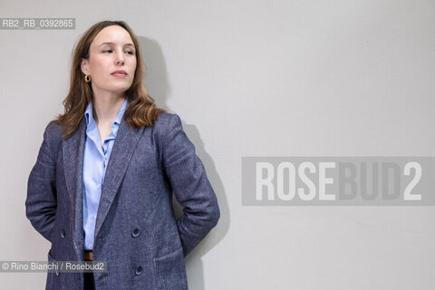 Turin May 21, 2023..Victoria Mas French writer, daughter of the singer Jeanne Mas, photographed in Turin in the spaces of the Lingotto/Victoria Mas scrittrice francese, figlia di della cantante Jeanne Mas,  fotografata a Torino negli spazi del Lingotto ©Rino Bianchi/Rosebud2