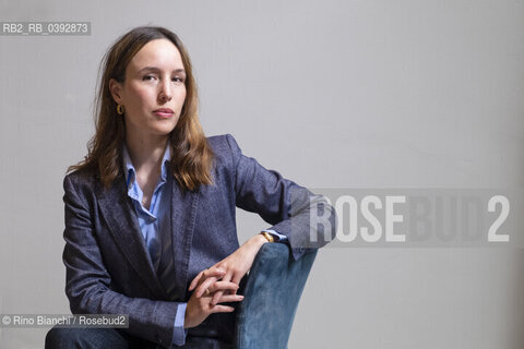 Turin May 21, 2023..Victoria Mas French writer, daughter of the singer Jeanne Mas, photographed in Turin in the spaces of the Lingotto/Victoria Mas scrittrice francese, figlia di della cantante Jeanne Mas,  fotografata a Torino negli spazi del Lingotto ©Rino Bianchi/Rosebud2