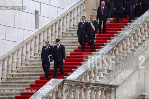 Roma 29 ottobre 2004..Firma della Costituzione Europea..Nella foto: Silvio Berlusconi, Bernard Bot, Romano Prodi e Walter Veltroni dopo la firma della Costituzione..Foto: Rino Bianchi \ Agenzia AZIMUT ©Rino Bianchi/Rosebud2