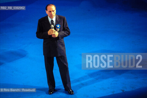 Roma 6 febbraio 1994..Silvio Berlusconi, leader del Polo, fotografato in occasione della prima convention di Forza Italia..Foto : Rino Bianchi ©Rino Bianchi/Rosebud2