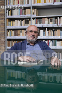 Rome June 6, 2023..Giovanni Solimine librarian and bibliographer, scholar of librarianship and problems of publishing and reading and president of the Bellonci Foundation, photographed in Rome in the spaces of the House of Literature/Giovanni Solimine bibliotecario e bibliografo, studioso di biblioteconomia e di problemi delleditoria e della lettura e presidente della Fondazione Bellonci, fotografato a Roma negli spazi della Casa delle letterature. ©Rino Bianchi/Rosebud2