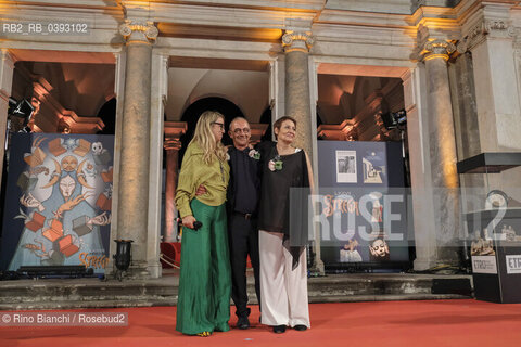 Rome Juli 6, 2023..Strega Award 2023 LXXVII edition. Alfredo Favi, collects the Strega prize won by Ada dAdamo, with Loretta Santini, Elena Stancanelli and Giuseppe DAvino/Premio Strega 2023 LXXVII edizione. Alfredo Favi, ritira il premio Strega vinto da Ada dAdamo, con Loretta Santini, Elena Stancanelli, Giuseppe DAvino. ©Rino Bianchi/Rosebud2