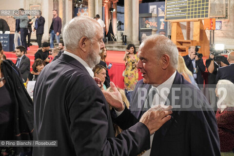 Rome Juli 6, 2023..Mauro Mazza, journalist and communication manager of Palazzo Chigi, with Umberto Croppi, photographed at the Nymphaeum of Valle Giulia on the occasion of the Strega Prize 2023 LXXVII edition/Mauro Mazza, giornalista e responsabile comunicazione Palazzo Chigi,  con Umberto Croppi, fotografati al Ninfeo di Valle Giulia in occasione Premio Strega 2023 LXXVII edizione. ©Rino Bianchi/Rosebud2