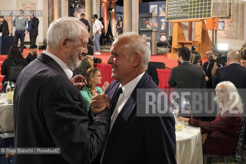 Rome Juli 6, 2023..Mauro Mazza, journalist and communication manager of Palazzo Chigi, with Umberto Croppi, photographed at the Nymphaeum of Valle Giulia on the occasion of the Strega Prize 2023 LXXVII edition/Mauro Mazza, giornalista e responsabile comunicazione Palazzo Chigi,  con Umberto Croppi, fotografati al Ninfeo di Valle Giulia in occasione Premio Strega 2023 LXXVII edizione. ©Rino Bianchi/Rosebud2