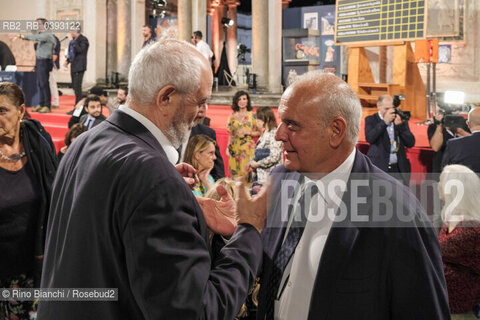 Rome Juli 6, 2023..Mauro Mazza, journalist and communication manager of Palazzo Chigi, with Umberto Croppi, photographed at the Nymphaeum of Valle Giulia on the occasion of the Strega Prize 2023 LXXVII edition/Mauro Mazza, giornalista e responsabile comunicazione Palazzo Chigi,  con Umberto Croppi, fotografati al Ninfeo di Valle Giulia in occasione Premio Strega 2023 LXXVII edizione. ©Rino Bianchi/Rosebud2