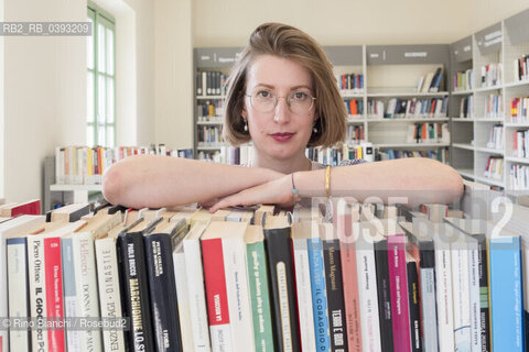 Biella(BI) September 2, 2023..Maddalena Vaglio Tanet, writer and literary scouting, photographed in Biella in the spaces of the Civic Library during the Fuori Luogo Festival/Maddalena Vaglio Tanet, scrittrice e scoutig letteraria, fotografata a Biella negli spazi della Biblioteca Civica durante il Festival Fuoriluogo. ©Rino Bianchi/Rosebud2