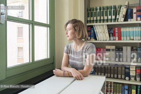 Biella(BI) September 2, 2023..Maddalena Vaglio Tanet, writer and literary scouting, photographed in Biella in the spaces of the Civic Library during the Fuori Luogo Festival/Maddalena Vaglio Tanet, scrittrice e scoutig letteraria, fotografata a Biella negli spazi della Biblioteca Civica durante il Festival Fuoriluogo. ©Rino Bianchi/Rosebud2