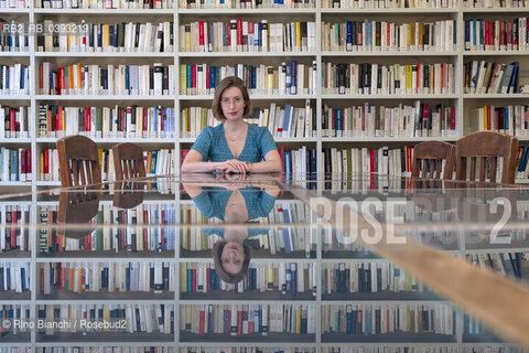 Biella(BI) September 3, 2023..Maddalena Vaglio Tanet, writer and literary scouting, photographed in Biella in the spaces of the Civic Library during the Fuori Luogo Festival/Maddalena Vaglio Tanet, scrittrice e scoutig letteraria, fotografata a Biella negli spazi della Biblioteca Civica durante il Festival Fuoriluogo. ©Rino Bianchi/Rosebud2