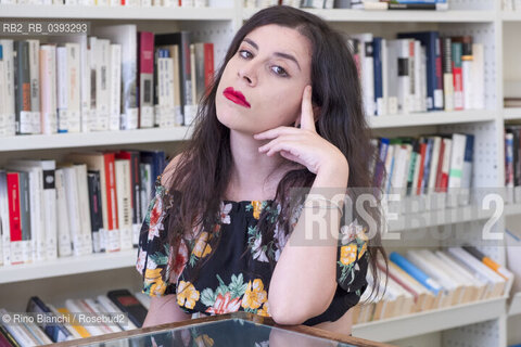 Biella(BI) September 3, 2023..Monica Acito, philologist, teacher and writer, photographed in the spaces of the Biella Civic Library during the Fuoriluogo Festival/Monica Acito, filologa, docente e scrittrice, fotografata negli spazi della Biblioteca Civica di Biella durante il Festival Fuoriluogo. ©Rino Bianchi/Rosebud2