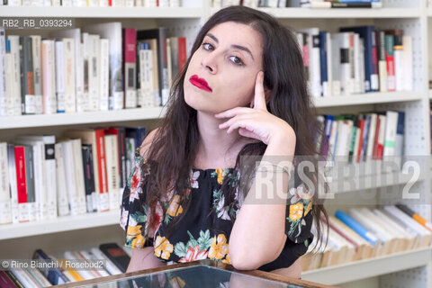 Biella(BI) September 3, 2023..Monica Acito, philologist, teacher and writer, photographed in the spaces of the Biella Civic Library during the Fuoriluogo Festival/Monica Acito, filologa, docente e scrittrice, fotografata negli spazi della Biblioteca Civica di Biella durante il Festival Fuoriluogo. ©Rino Bianchi/Rosebud2