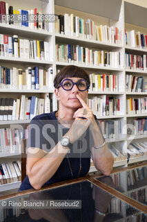 Biella(BI) September 3, 2023..Anna Toscano, linguist, poet, photographer and essayist photographed in Biella in the spaces of the Civic Library during the Fuoriluogo Festival/Anna Toscano, linguista, poetessa, fotografa e saggista fotografata a Biella negli spazi della Biblioteca Civica durante il Festival Fuoriluogo. ©Rino Bianchi/Rosebud2