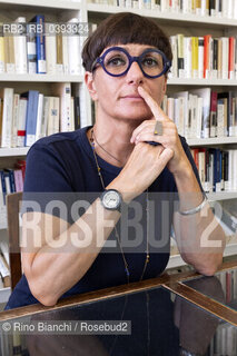 Biella(BI) September 3, 2023..Anna Toscano, linguist, poet, photographer and essayist photographed in Biella in the spaces of the Civic Library during the Fuoriluogo Festival/Anna Toscano, linguista, poetessa, fotografa e saggista fotografata a Biella negli spazi della Biblioteca Civica durante il Festival Fuoriluogo. ©Rino Bianchi/Rosebud2