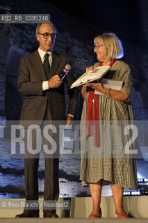 Rome October 5 2023..Vivian Lamarque with Giuseppe DAvino, administrator of the Alberti industry of Benevento during the first edition Strega Poetry Award ceremony/Vivian Lamarque con Giuseppe DAvino, amministratore dellindustria Alberti di Benevento durante la premiazione Premio Strega Poesia prima edizione. ©Rino Bianchi/Rosebud2