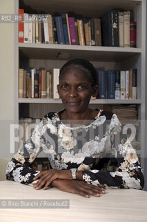 Vercelli october 26, 2023..Susan Nalugwa Kiguli, Ugandan poet and writer, associate professor of literature at the University of Makerere, supporter of creative writing in Africa, photographed in Vercelli in the main hall of the Lagrangia Classical High School during the Civil Poetry festival/Susan Nalugwa Kiguli poetessa e letterata ugandese, professore associato di letteratura presso lUniversità di Makerere, sostenitrice   della scrittura creativa in Africa, fotografata a Vercelli nellaula magna del Liceo Classico Lagrangia durante il festival di Poesia Civile. ©Rino Bianchi/Rosebud2