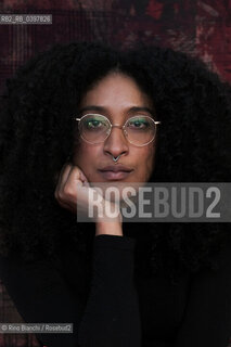 Roma December 8, 2023..Yuliana Ortiz Ruano, an Ecuadorian writer and poet, dedicates herself as a DJ to Afro-Pacific music in her free time, photographed in Rome in the spaces of La Nuvola di Fuksas/Yuliana Ortiz Ruano scrittrice e poetessa ecuadoregna, nel tempo libero si dedica come dj alla musica Afro-Pacifica, fotografata a Roma negli spazi de La Nuvola di Fuksas. ©Rino Bianchi/Rosebud2