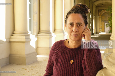 Vercelli November 21, 2024..Gabriella Ghermandi singer, performer, writer of novels and short stories, photographed in the rooms of the University of Eastern Piedmont (UPO) during the conference Deconstructing the Racial Imagination in Italy (1930-20/Gabriella Ghermandi cantante, performer, scrittrice di romanzi e racconti, fotografata negli ambienti dellUniversità del Piemonte Orientale(UPO) durante il convegno Decostruire limmaginazione razziale in Italia(1930-2020) ©Rino Bianchi/Rosebud2