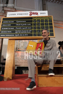 Rome July 3, 2025..Andrea Bajani, writer, author of novels and short stories, but also of reportages, plays and translations of works from French and English, professor of creative writing at Rice University, photographed at the Ninfeo di Villa Giulia after having won, with the novel Lanniversario (Feltrinelli, 2025), the 79th edition of the Strega Prize and the Strega Giovani Prize/Andrea Bajani, scrittore, autore di romanzi e racconti, ma anche di reportage, opere teatrali e traduzioni di opere dal francese e dallinglese, docente di scrittura creativa presso la Rice University, fotografato al Ninfeo di Villa Giulia dopo essersi aggiudicato, con il romanzo Lanniversario (Feltrinelli, 2025), la 79esima edizione del Premio Strega e il Premio Strega Giovani. ©Rino Bianchi/Rosebud2