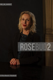 Turin November 15, 2025..Judith Koelemeijer, a Dutch writer and journalist, photographed in the Circolo dei lettori in Turin during the Radici Festival/Judith Koelemeijer scrittrice e giornalista olandese, fotografata negli ambienti del Circolo dei lettori di Torino durante il Festival Radici. ©Rino Bianchi/Rosebud2