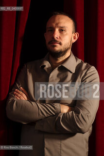 Turin November 15, 2025..Riccardo Gasperina Geroni, Italianist, scholar of Italian literature, university professor, and essayist, photographed in Turin at the Circolo dei lettori during the Radici Festival/Riccardo Gasperina Geroni, italianista, studioso di letteratura italiana, docente universitario, saggista, fotografato a Torino negli spazio del Circolo dei lettori durante il Festival Radici. ©Rino Bianchi/Rosebud2