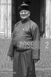 Rome February 3, 2017..Mend-Ooyo Gombojav is a Mongolian writer, poet and calligrapher, born in the family of a pastor, directs the Mongolian Academy of Culture and Poetry/Mend-Ooyo Gombojav è uno scrittore mongolo, poeta e calligrafo,  nato nella famiglia di un pastore, dirige l Accademia Mongola  di Cultura e Poesia.. ©Rino Bianchi/Rosebud2
