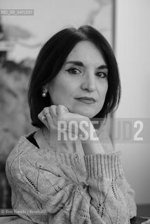 Rome December 7, 2025..Cinzia Giorgio, writer, professor of Womens History and Art History at the Decentralized Experimental University of Rome, expert in Renaissance History, specializing in Womens Studies, photographed in Rome at La Nuvola/Cinzia Giorgio scrittrice, docente di Storia delle Donne e Storia dellArte allUniversità Sperimentale Decentrata di Roma esperta di Storia del Rinascimento, specializzata in Womens Studies, fotografata a Roma negli spazi de La Nuvola. ©Rino Bianchi/Rosebud2